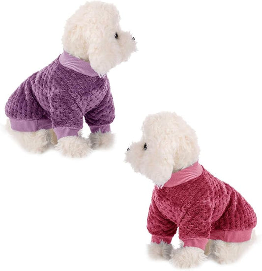 Dog Sweater, 2 or 3 Pack Dog Sweaters for Small Medium Dogs or Cat, Warm Soft Flannel Pet Clothes for Dogs Girl or Boy, Dog Shirt Coat Jacket (Medium, Burgundy+Rosy)