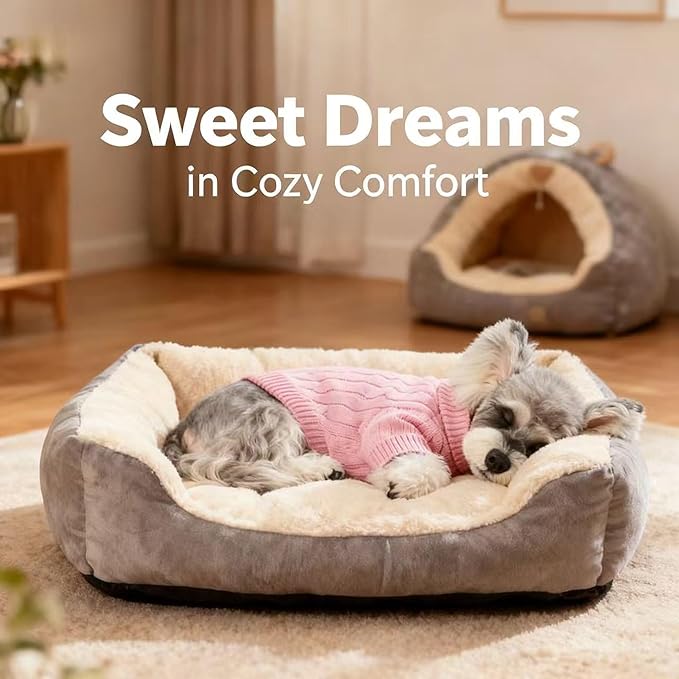 Small/Medium Dog Sweater, Warm Dog Winter Coat w/Sleeves, Comfortable High Neck Premium Dog Clothes for Schnauzer-Best for Holidays, Daily Walks M Pink