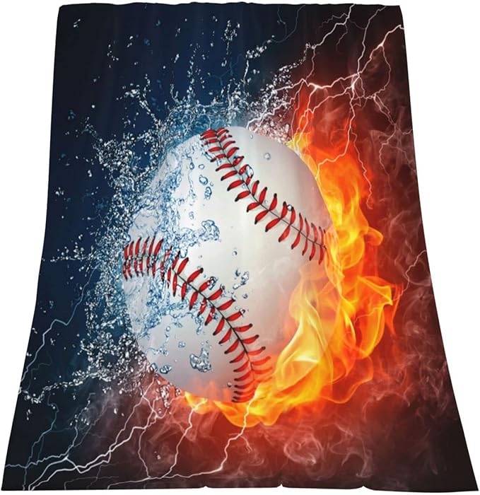 Baseball Printed Throw Blankets Lightweight Plush Fuzzy Cozy Soft Bedding, Fleece Throw Blankets All Season for Sofa Couch Bed 50x60 inches