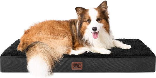EHEYCIGA Orthopedic Dog Beds for Large Dogs with Removable Washable Cover, Black, 36x27