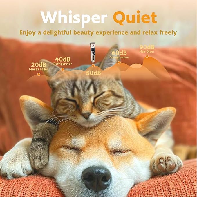 Dog Clippers for Grooming, Low Noise, Electric Quiet, Adjustable Clipper Comb for Dog Grooming Kit, Pet Hair Clippers Grooming kit for Dogs at Home