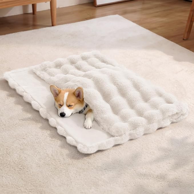 Dog Blanket Ultra Soft Fuzzy Faux Fur Cat Blankets for Indoor Cats Ultra Soft Plush Faux Fur Machine Washable Reversible Pet Throw Protector for Couch Furniture 39"X 30" White