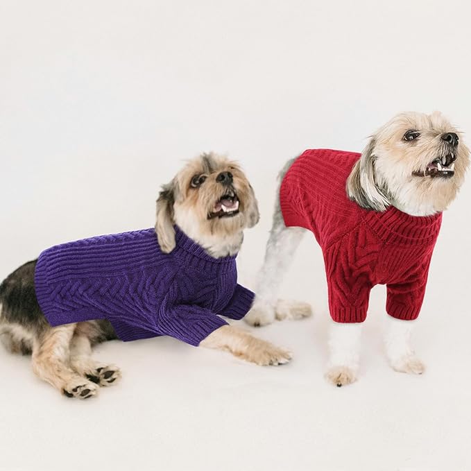 Pet Sweater, Dog Sweaters for Medium Dogs, Warm Pullover Doggie KnitTurtleneck Warm Clothes for French Bulldog, Boston Terrier (Red, M)