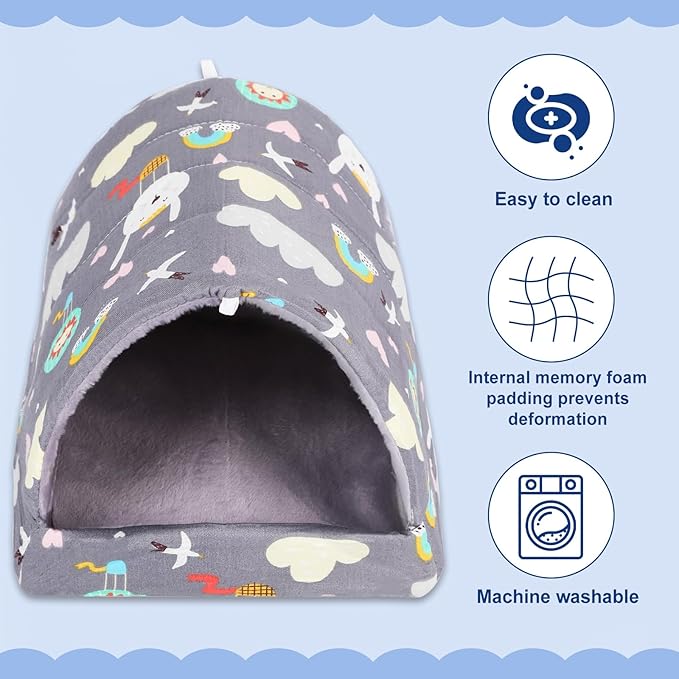 UPINS 2 Pack Guinea Pig Hideout,Guinea Pig Bed Washable Small Animal House Cage Accessories for Mouse Chinchillas Hamsters Hedgehogs Ferrets Bearded Dragons and Rats