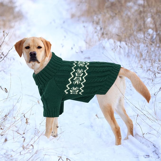 Kuoser Small Dog Sweater - Boy & Girl Christmas Outfit, Puppy Knitted Turtleneck Warm Dog Clothes for Pug, Dachshund - Green S