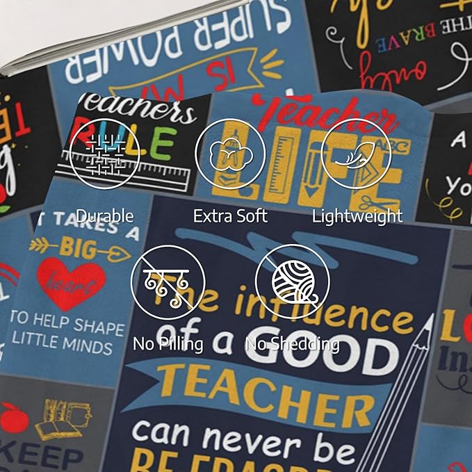 Teacher's Day Blanket, Teacher Appreciation Gifts for Women Men, Soft Lightweight Couch Throw Blanket, Retirement Teacher Flannel Blanket Gifts 60"X50"