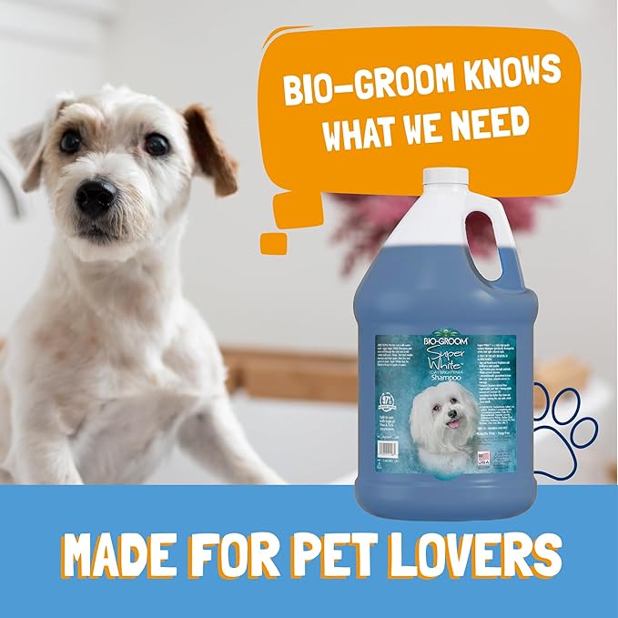 Bio-Groom Super Whitening Dog Shampoo - Whitening Pet Shampoo, Bathing Supplies, Puppy Wash, Grooming Supplies, Cruelty-Free, Made in USA, Coat Brightener Shampoo - 12 fl oz 2-Pack
