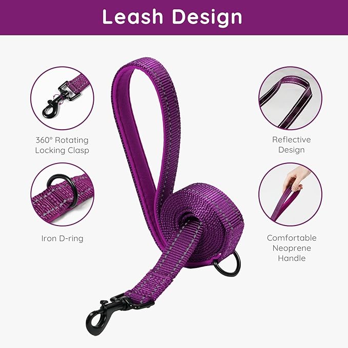 BELLA & PAL Step in Vest Harness for Small and Medium Dogs, No Pull Small Dog Harness with Leash Set, Comfortable Air Mesh Dog Vest Harness with Reflective Strip (Grape Purple, S)