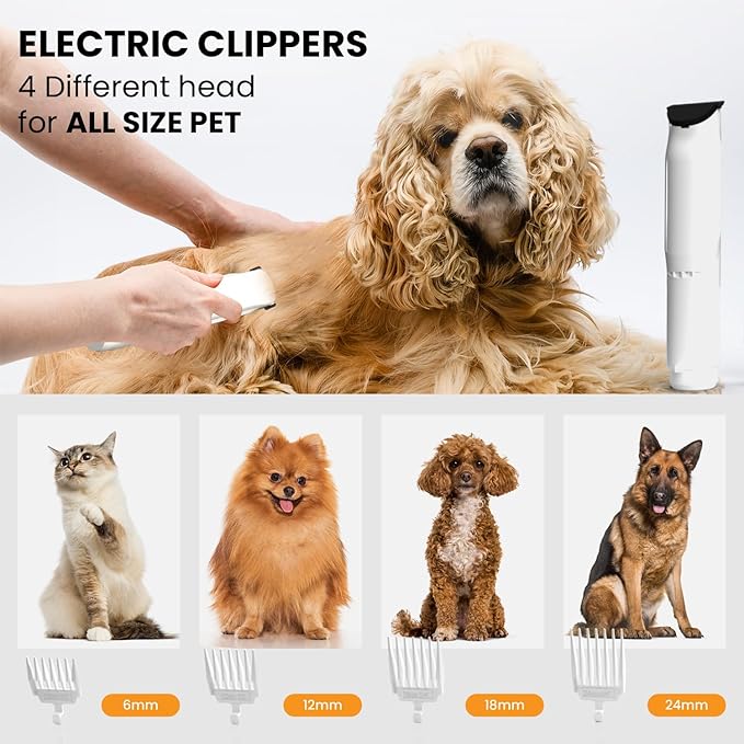 FurCare Pro 3-in-1 Grooming Kit with Vacuum Suction (99%), Dryer, and Professional Clippers. Includes Tools for Efficient Pet Grooming, 4L Dust Cup, Low Noise. Ideal for Dogs, Cats & More!