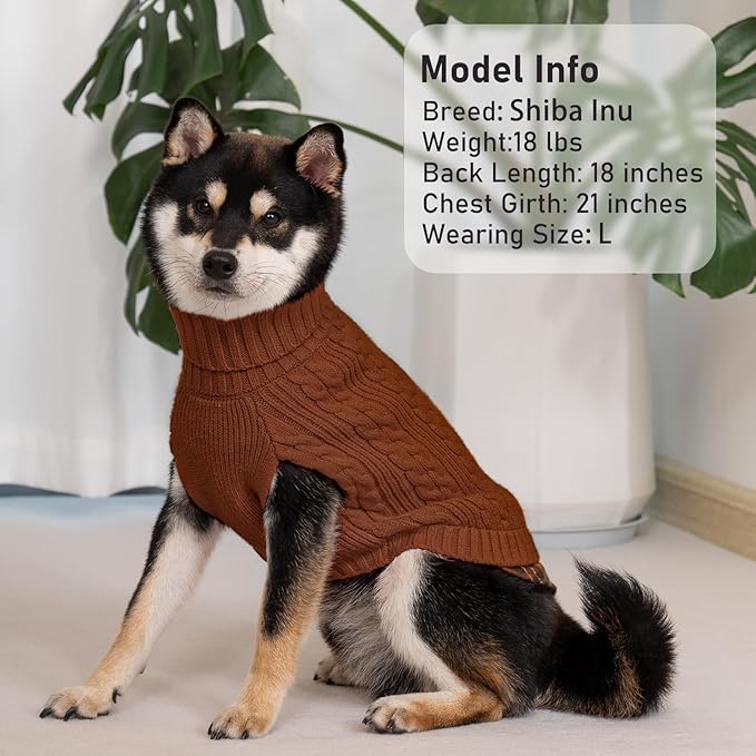 KYEESE Dog Sweater Comfy Pet Coat for Fall Winter Cold Weather Soft Pullover Dog Sweaters for Small Dogs Male Warm Turtleneck Small Dogs Sweater Stretchy Knitwear Cat Clothes with Gingham Patchwork
