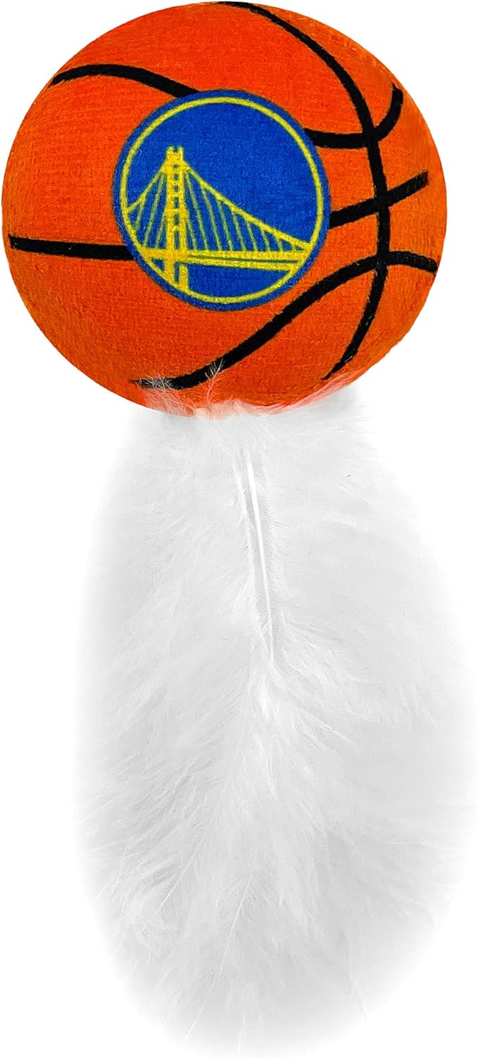 Best Plush CAT Toy: NBA Golden State Warriors Complete Set of 3 Piece Cat Toys Filled with Fresh Catnip. Includes: 1 Jersey Cat Toy, 1 Basketball Cat Toy with Feathers & 1#1 Fan Cat Toy. in Team Logo