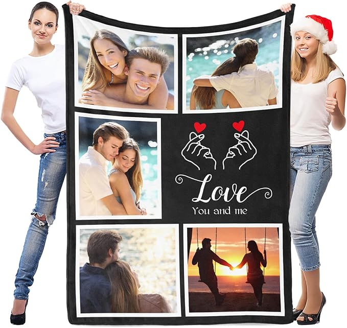 Personalized Blanket, Custom Blanket with Photo, Customized Photo Blankets, Customizable Picture Blankets, Personalized Anniversary Couple Gifts for Women & Men