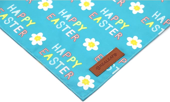 Realeaf Happy Easter Dog Bandanas 2 Pack, Reversible Pet Scarf for Boy and Girl, Premium Durable Fabric, Holiday Bandana for Small Medium Large and Extra Large Dogs (Small)