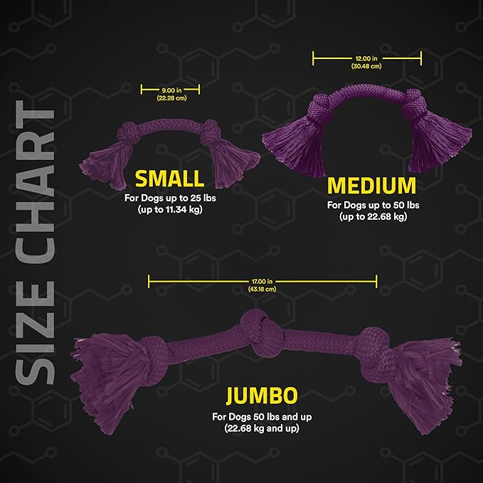 Playology Dog Toys | Dri-Tech Rope Toy Tug of War Rope for Aggressive Chewers (Value 2-Pack) | Small Bacon Scented Toys - Easy to Clean and Made from Non Toxic Materials