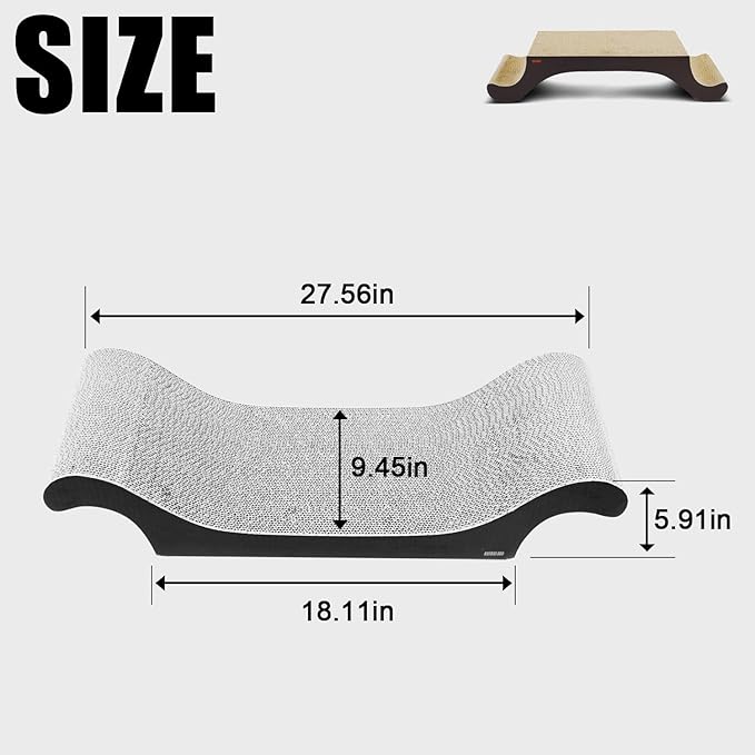 TTCAT Cat Scratching Pad, Corrugated Cardboard Cat Scratcher Lounge for Indoor Cats, Durable Cat Scratching Board Reversible with Catnip for Furniture Protection.