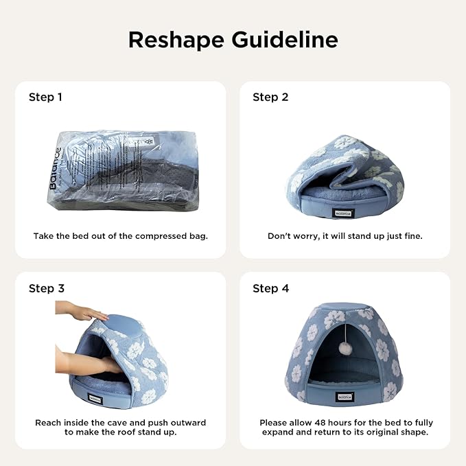 BALANCE Cat Beds for Indoor Cats, 2-in-1 Cat Bed Cave with Anti-Slip Bottom and Ultra-Soft Plush, Cozy Cats House Tent for Kittens and Small Dogs, 21 Inches, Green