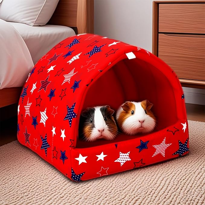 UPINS 2 Pack Guinea Pig Bed, Guinea Pig Hideout Washable Small Animal House Cage Accessories for Dwarf Rabbits Chinchillas Hamsters Hedgehogs Ferrets Bearded Dragons and Rats