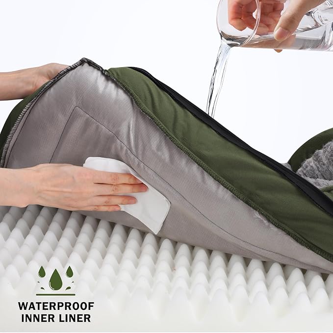 INVENHO Orthopedic Dog Bed for Large Dogs, Washable Waterproof, Egg-Crate Foam Dog Couch Bed with Washable Removable Cover, Waterproof Lining and Nonskid Bottom