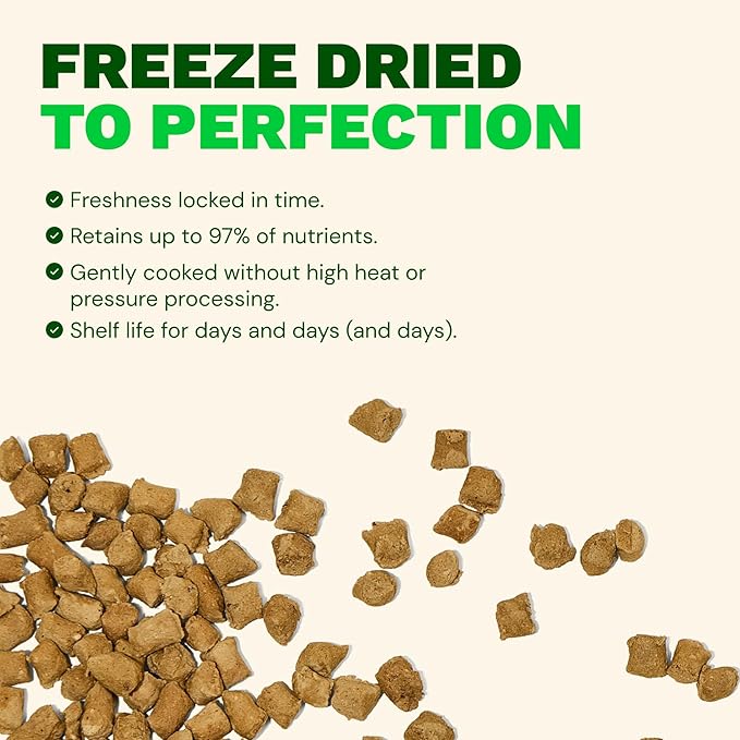Get Joy Freeze Dried Raw Beef Dog Food, High Protein Grain Free Meal, Topper & Treat, Gut Health Support with Probiotics, Small to Large Breed, 32oz Bag