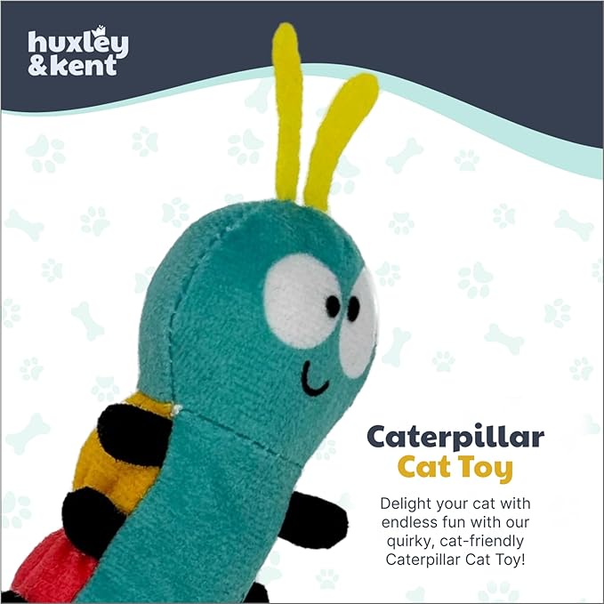 Huxley & Kent Plush Cat Toy - Interactive Catnip Toy for Cats & Kittens - Soft with Crinkle & Catnip - Fun Indoor Play - Caterpillar