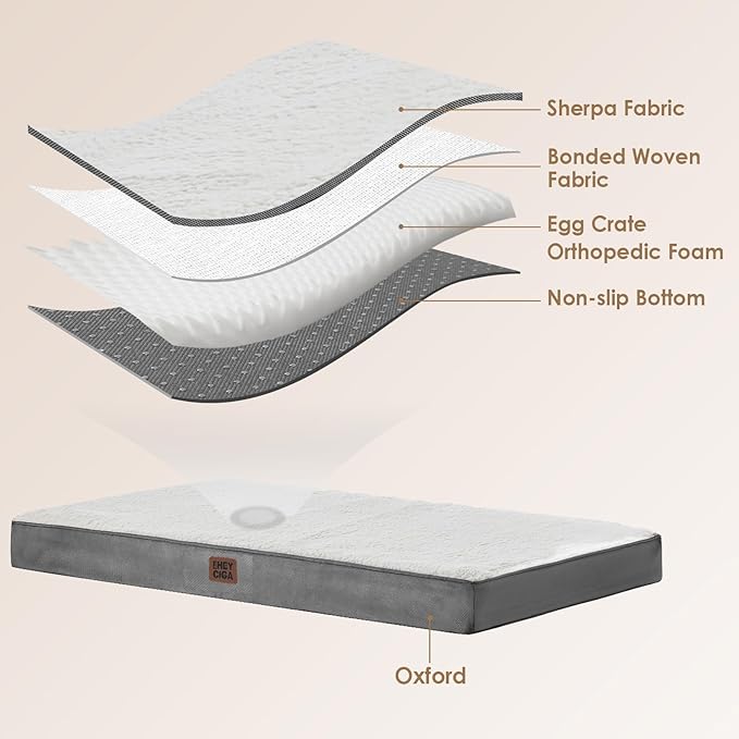 EHEYCIGA Orthopedic Dog Beds, Egg Crate Dog Bed Pet Mat with Washable Removable Cover, All Size Dogs