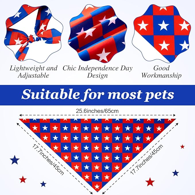 Preboun 50 Pcs Patriotic Dog Bandanas Bulk Labor Day Bandanas for Dogs Triangle Kerchief Scarf Set for Puppy Small Medium Large Workers' Veterans Day Costume Accessories (25.6 x 17.7 x 17.7 Inch)
