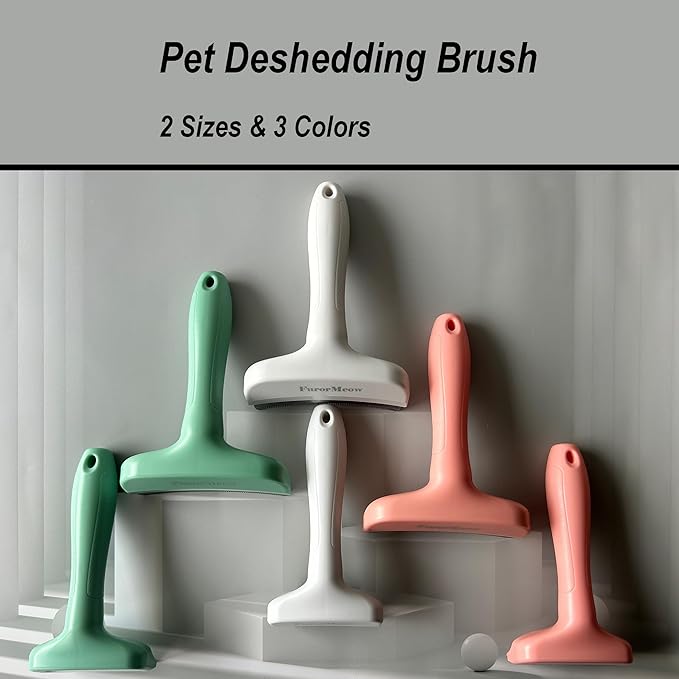 Pet Deshedding Tool with Curve Blade, Cat Grooming Brush, Tight V-shaped Teeth Shedding Comb for Cat and Dog (Pink, Large)