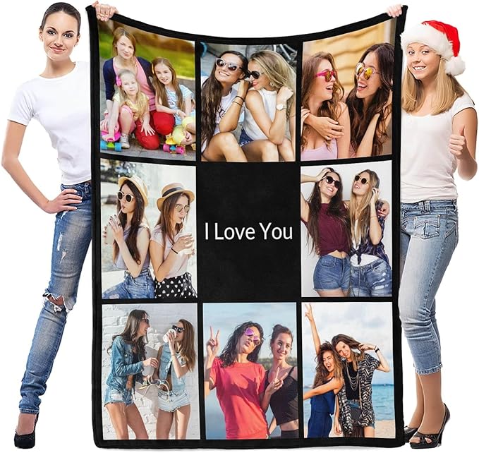Custom Blanket with Photo, Personalized Photo Blanket, Customized Picture Blankets, Customizable Blankets, Personalized Birthday Gifts for Women, Men, Family, Friend