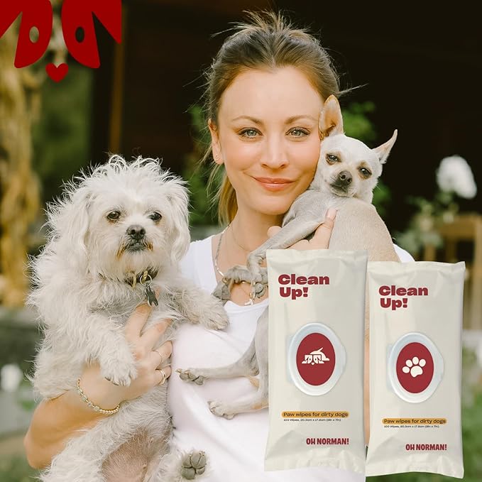 OH NORMAN! Clean Up Body Wipes for Dogs by Kaley Cuoco, Gentle Pet Grooming Wipes, Plant-Based and Unscented, 48 Count