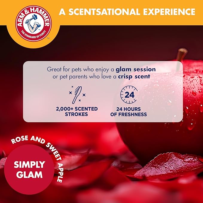 Arm & Hammer “Simply Glam” Dog Grooming Pin & Bristle Deodorizing Brush with Fragrance Transfer Technology – Scented 2-in-1 Brush for Detangling & Shedding, Sweet Apple & Rose Scent