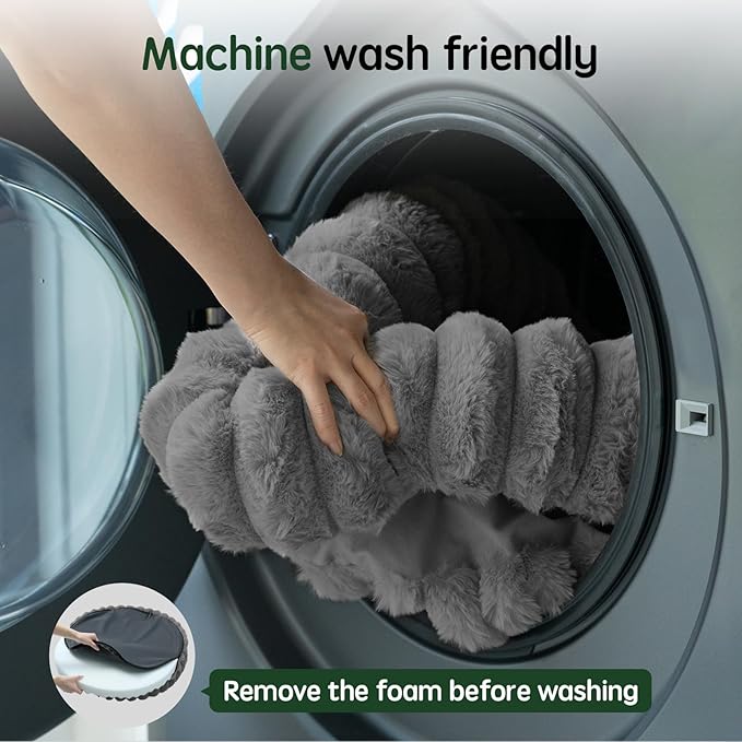 BALANCE Luxury Donut Dog Bed, 30 Inches Round Dog Bed Medium Size Dogs Washable, Orthopedic Calming Dogs Bed for Pets with Anti-Slip Bottom, Gray