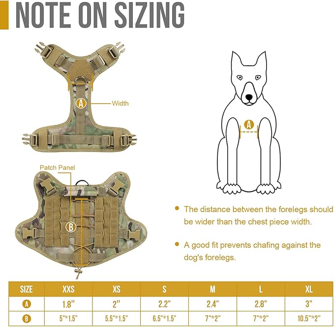 OneTigris Tactical Dog Harness Vest,No-Pull Service Dog Vest with Hook & Loop Panels,Adjustable Dog Vest Harness for Walking Hiking Training(CamoColor,XS)