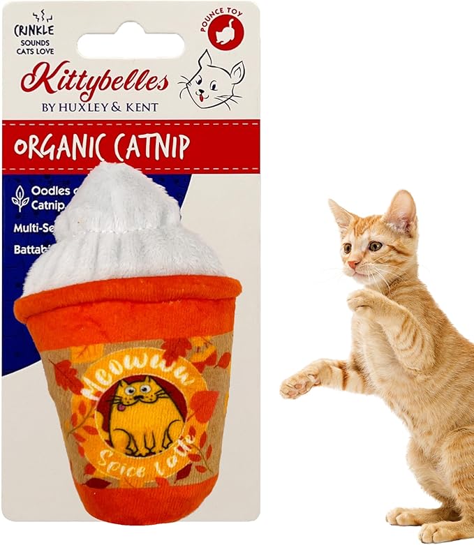 Huxley & Kent Plush Cat Toy - Fall Interactive Catnip Toy for Cats & Kittens - Soft with Crinkle & Catnip - Fun Indoor Play - Meowww Spice Latte