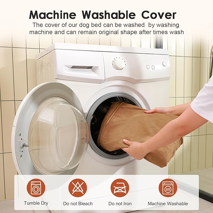 Orthopedic Dog Beds Large Sized Dog, Memory Foam Pet Bed for Medium and Large Dogs, Removable and Washable Microsuede Cover, TPU Waterproof Liner, Nonskid Bottom, 44x32x6 Inches, Khaki