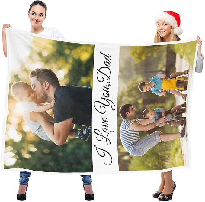 Personalized Dad Blanket, Custom Blanket with Photo, Customized Picture Blankets, Customizable Blankets, Personalized Birthday Gifts for Dad, Baby, Kid, Family