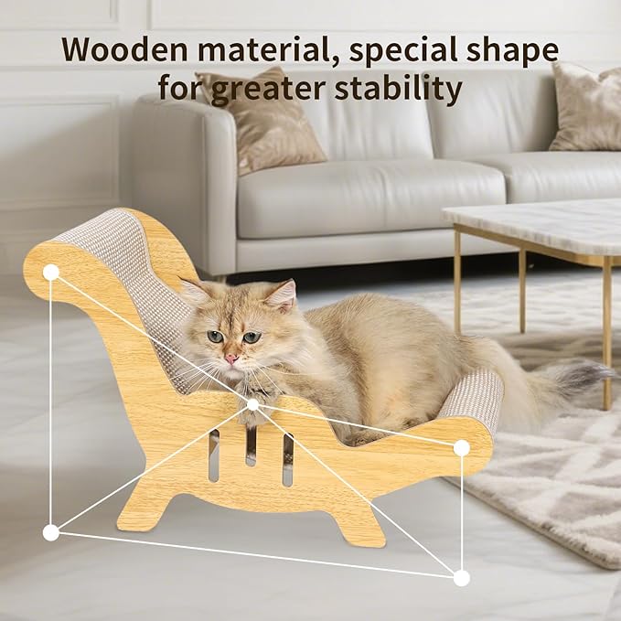 Cat Scratcher，cat Toys for Indoor Cats, Hand-Woven Hemp Rope, no Shedding, cat Bed, Durable and Sturdy, Beautifully Crafted Wood.