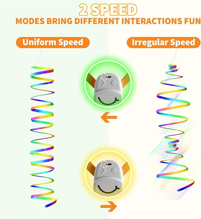 Interactive Cat Toy,Automatic Cat Toy for Indoor Cats,Hanging Door Clip Ribbon 360° Rotation,Feather & Rainbow Cat Stimulating Ribbons Cat Toys for Bored Adult/Kitten Exercise