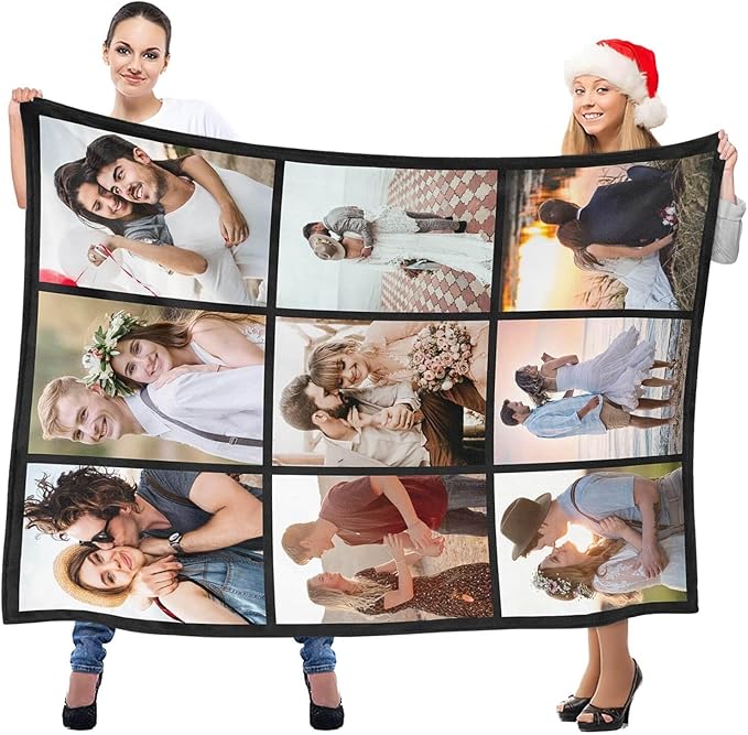 Custom Blanket with Photo, Personalized Photo Blanket, Customized Picture Blankets, Customizable Blankets, Personalized Anniversary Christmas Birthday Gifts for Women Men Her Him Couple