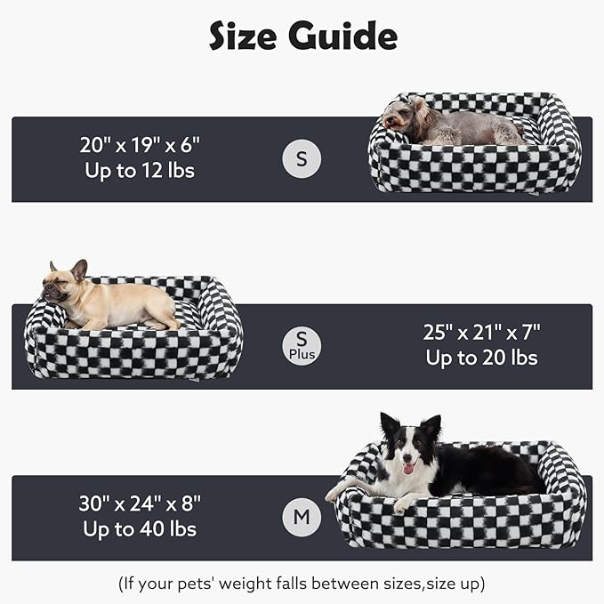 JOEJOY XL Dog Beds Large Sized Dog, Rectangle Washable Orthopedic Corduroy Fleece Pet Bed with Removable Zipper Cover, Cute Soft Calming Puppy Bed with Non Skid Bottom