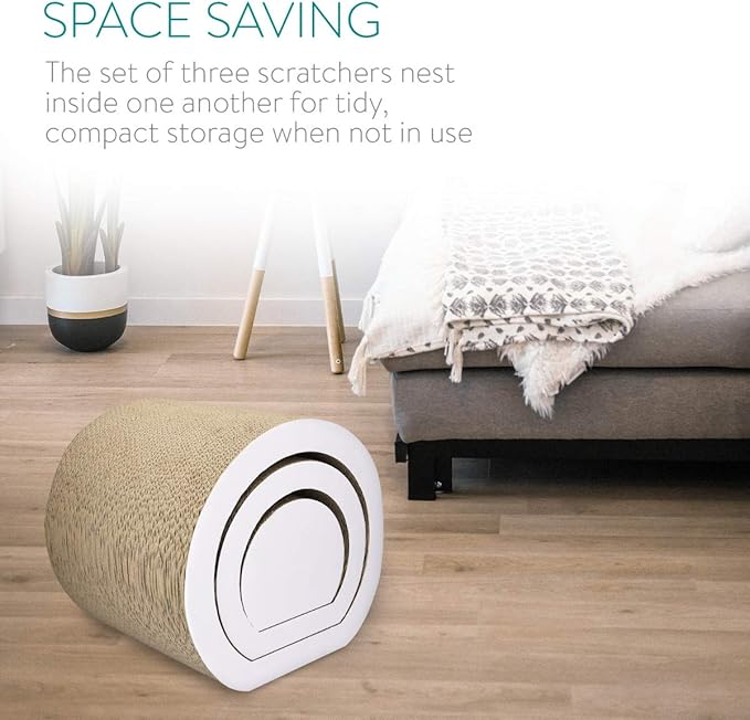 Navaris Cat Tunnel Scratcher Set (3-Pieces) - Corrugated Cardboard Paper Scratching Board Tubes and Roll Toy for Cats - Scratch, Lounge, Hide and Play