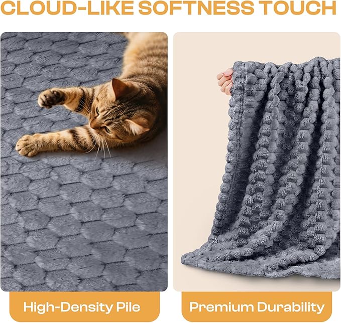 Luciphia Fleece Dog Blanket for Small Medium Large Dogs 3D Jacquard Flannel Puppy Cat Pet Throw Blankets Soft Washable Decorative Furniture Protect Grey, L(41''x31'')