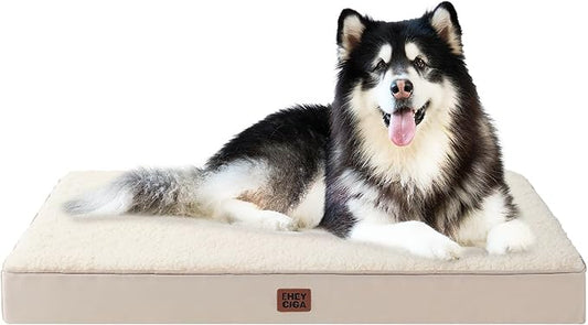 EHEYCIGA Orthopedic XXL Dog Beds for Jumbo Dogs with Removable Washable Cover,Camel, 50x36