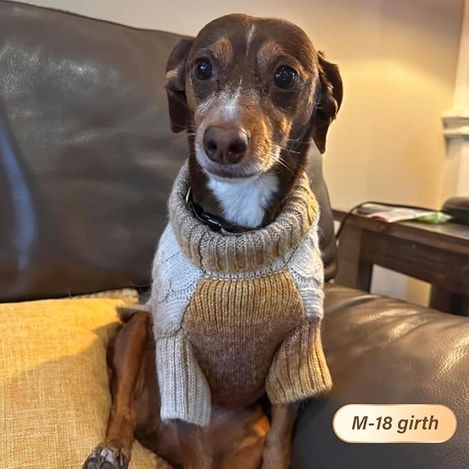 KYEESE Dog Sweater for Small Dogs Thick Dog Knitwear Turtleneck Warm with Sleeves Fuzzy Dogs Clothes Gradient Color, Brown, Medium