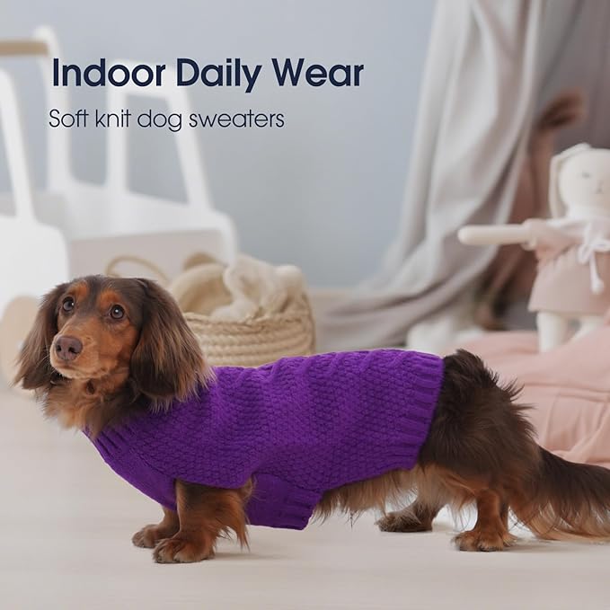 IECOii Purple Extra Large Dog Sweater, Warm Winter Coat for Large Dogs, Knitwear, Doberman, Great Dane, 4XL