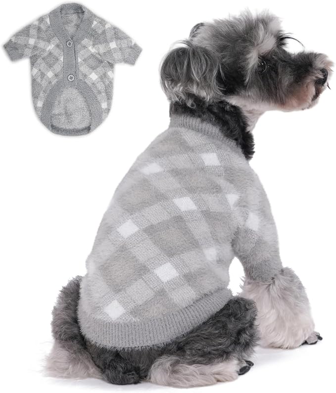 Dog Sweater, 2-3 Pack Warm Soft Pet Clothes for Puppy, Medium Large Cat, Girl or Boy, Shirt for Winter Christmas (Grey, X-Small)