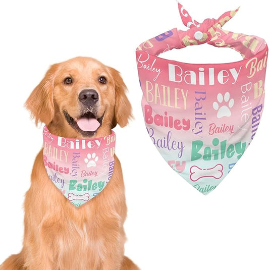 Personalized Dog Bandanas Custom Neckwear Name Button Anti-loosening Dog Scarf Triangle Bibs Kerchief Pet Costume Accessories for Small Medium Large Dogs Cats Pets Birthday