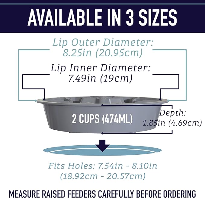 Leash Boss Slow Feeder Dog Bowls - Cup Maze Puzzle Food Bowl with Feeder Holes, Fits into Elevated Pet Feeders - Slow Eating for Large, Medium & Small Sized Breeds