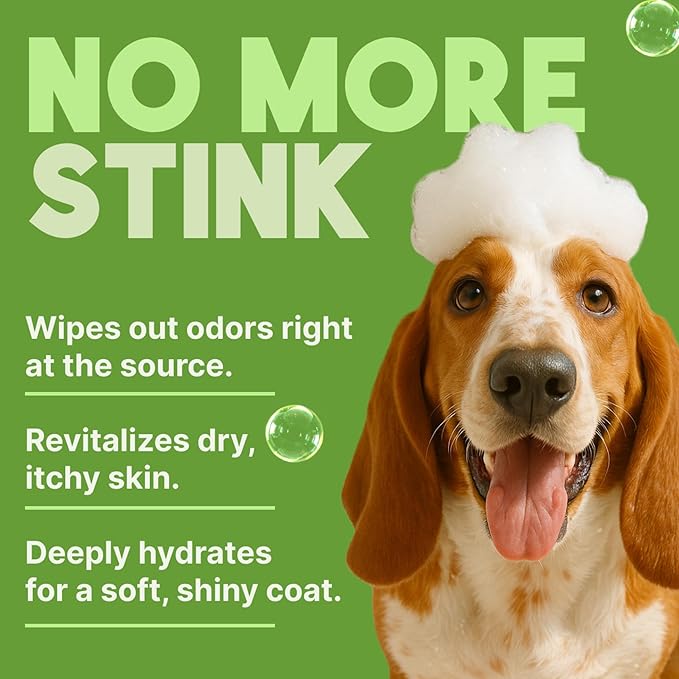 TropiClean Deodorizing Dog Shampoo for Smelly Dogs, Powerful Odor Control, Puppy Safe, Made in the USA, Aloe & Coconut Scent, Cat Friendly, 20oz.