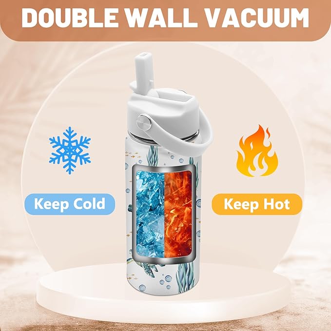 Turtle Gifts for Turtle Lovers, 16 oz Water Bottle with Straw Lid, Stainless Steel Insulated Sea Turtles Tumbler, Ocean Turtles Water Bottles for Turtle Lovers