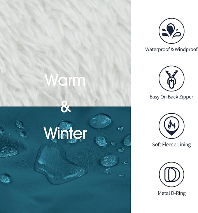 IECOii Dog Winter Coat Waterproof - Dog Coat with Harness Built in for Medium Dogs,Thermal Warm Fleece Lined with Zip Up Cold Weather Jacket,Reflective Snowsuit for Outdoor, Turquoise Green,M